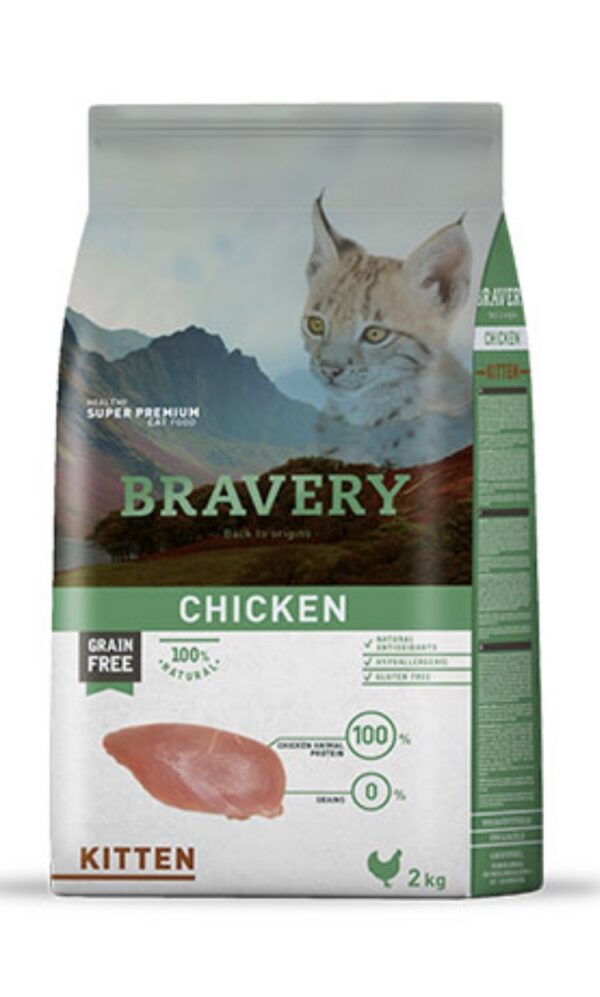 Alimento para Gatos Bravery Cat kitten chicken 2kg