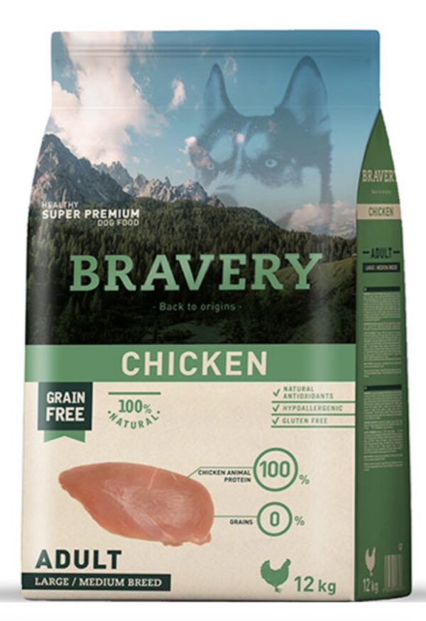 Alimento para perros Bravery Chicken Adulto Large Medium 12 kg