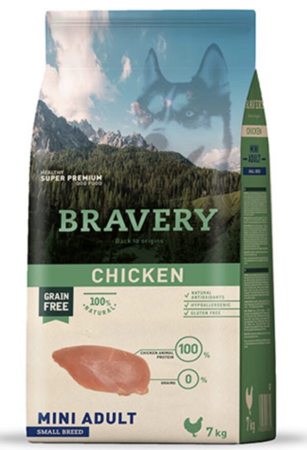 Alimento para perros Bravery Chicken Mini Adulto 7 kg