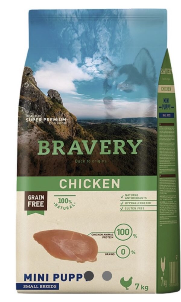 Alimento para perros Bravery Chicken Mini Puppy 7 kg