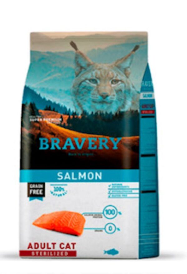 Alimento para Gatos Bravery salmon Cat adulto Esterilizado 7 kg